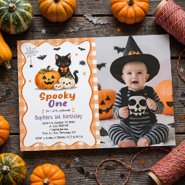 Skrämmande Halloween 1-års födelsedagsinbjudan Fot Inbjudningar