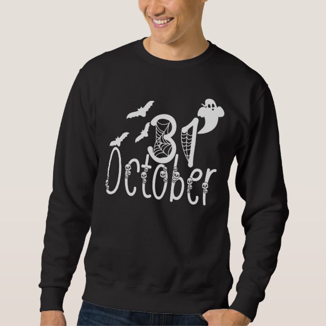Skrämmande Halloween 31 Oktober Lång Ärmad Tröja (Framsida)