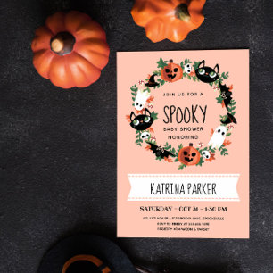 Skrämmande Halloween Baby Shower Baby Flicka Inbjudningar
