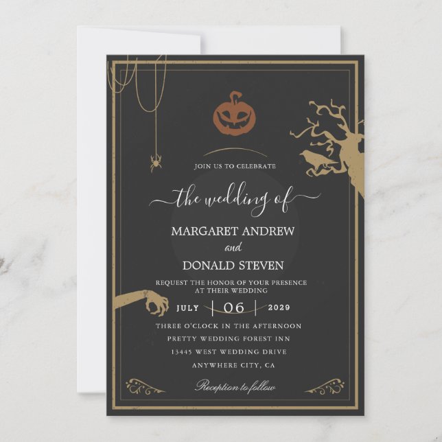 skrämmande Halloween-bröllopsinbjudningar Inbjudningar (Framsida)