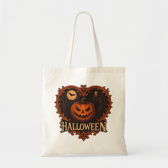 Skrämmande Halloween Budget Tote Bag | Söt Ghost & Tygkasse (Framsidan)