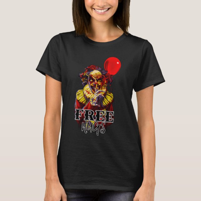 Skrämmande Halloween Clown GRATIS KNUFFAR Kostymfe T Shirt (Framsida)