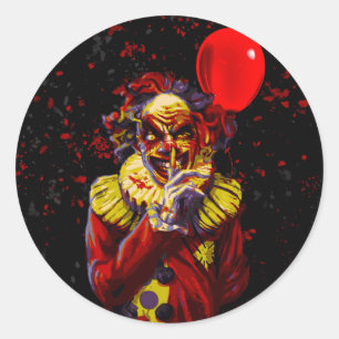 Skrämmande Halloween clown kostym fest Runt Klistermärke