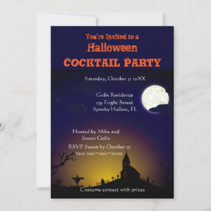 Skrämmande Halloween Cocktailfest Inbjudan