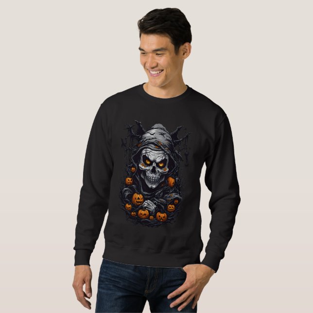 Skrämmande Halloween-design Lång Ärmad Tröja (Hel framsida)