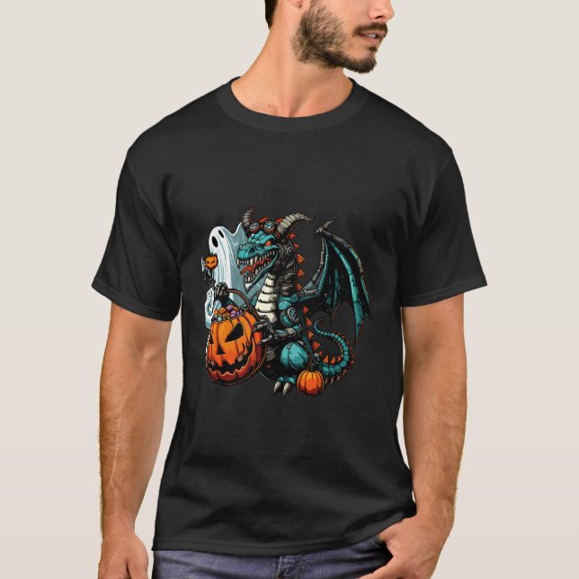 Skrämmande Halloween Drakdöd Ghost Låtsas Sötsaks  T Shirt (Framsida)