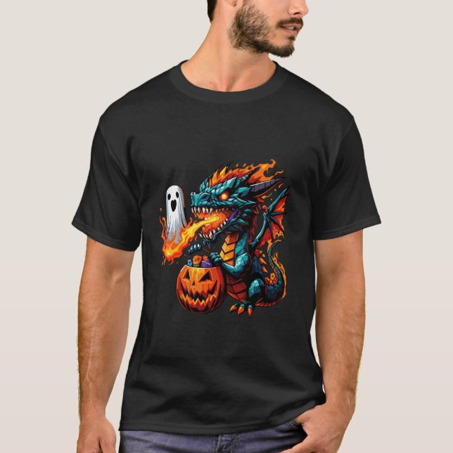 Skrämmande Halloween Drakdöd Ghost Låtsas Sötsaks  T Shirt (Framsida)