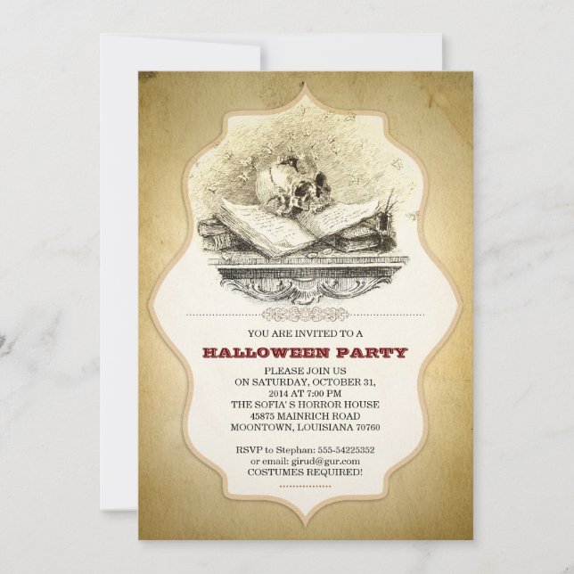 skrämmande Halloween fest-brutna scullinbjudningar Inbjudningar (Framsida)