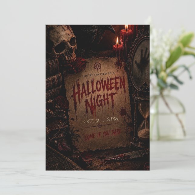 Skrämmande Halloween-fest-inbjudan Inbjudningar (Stående Fram)