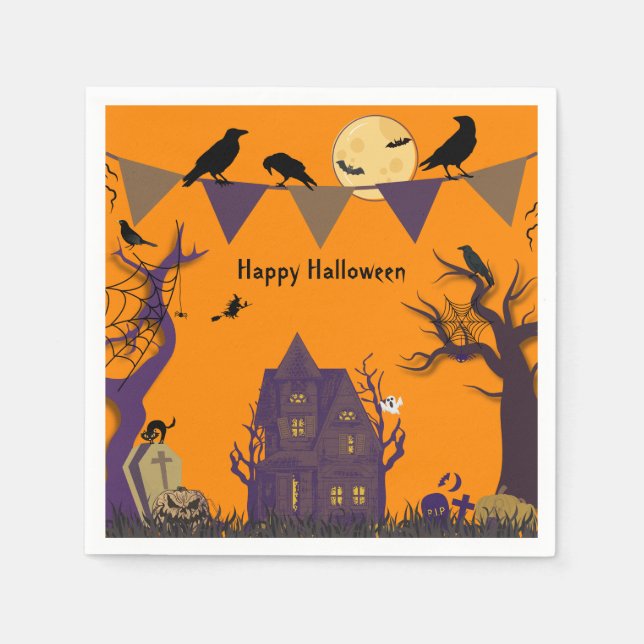 Skrämmande Halloween-fest-inbjudan Pappersservett (Framsidan)