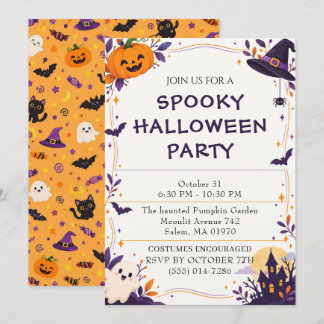 Skrämmande Halloween-fest-inbjudan – Roligt & kusl Inbjudningar