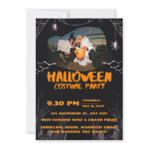 Skrämmande Halloween-fest-inbjudan – Spöken & Flad