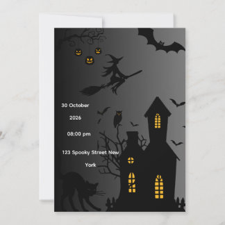 Skrämmande Halloween-fest-inbjudan – Spökhus Inbjudningar