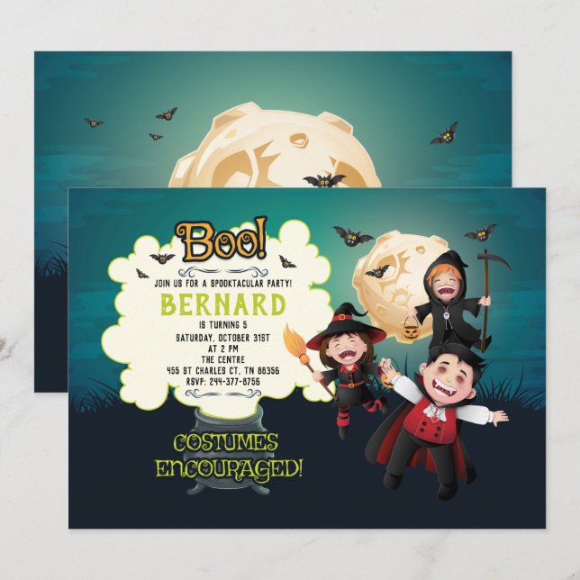 Skrämmande Halloween-fest Inbjudningar (Fram/baksida)