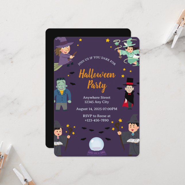 Skrämmande Halloween-fest Invitation Inbjudningar (Fram/Back In Situ)