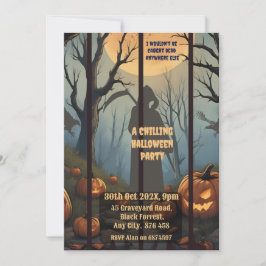 Skrämmande Halloween-fest Spöklik Skog Inbjudan