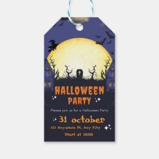 Skrämmande Halloween-festinkort Presentetikett