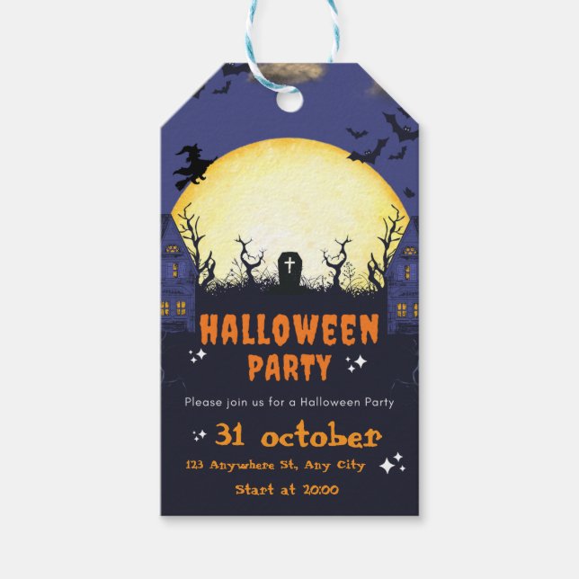 Skrämmande Halloween-festinkort  Presentetikett (Framsidan)