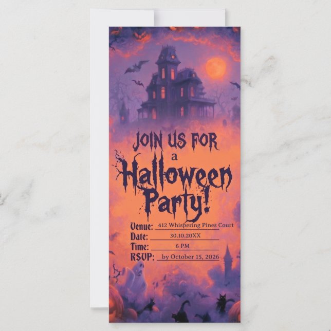 Skrämmande Halloween-festinvitation med pumpor (Framsida)