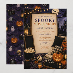 Skrämmande Halloween-filmkväll Inbjudningar