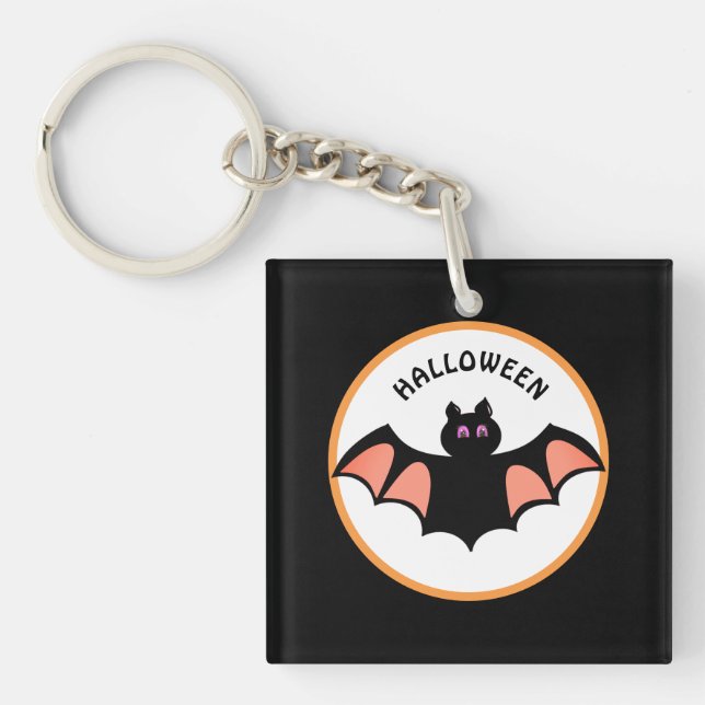 Skrämmande Halloween-fladdermus i svart och vitt (Framsidan)