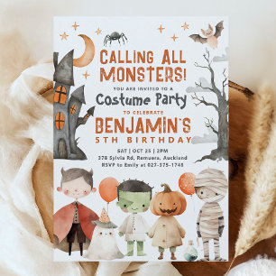Skrämmande Halloween-födelsedagsfestinbjudan Inbjudningar