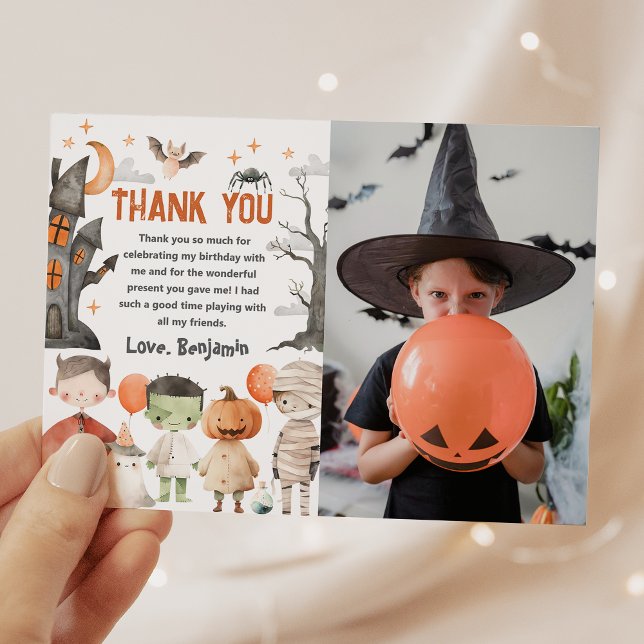 Skrämmande Halloween födelsedagsfoto tackkort Tack Kort (Skapare uppladdad)