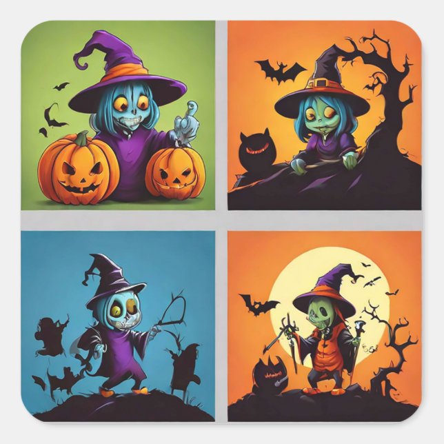 Skrämmande Halloween Fyrkantigt Klistermärke (Framsida)