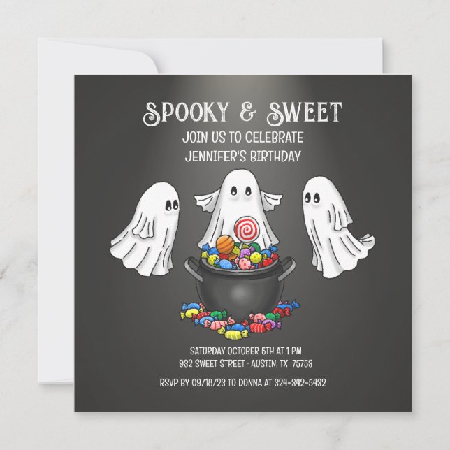 Skrämmande Halloween-ghost Inbjudningar (Framsida)
