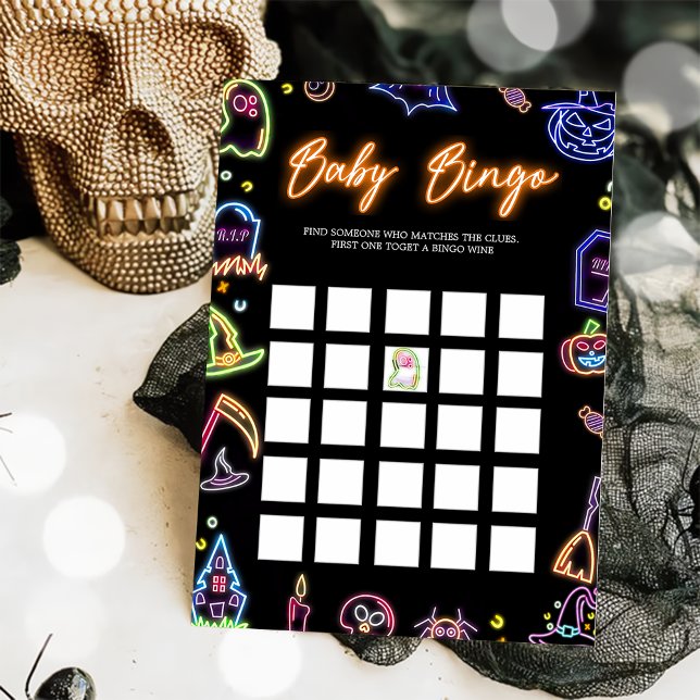 Skrämmande Halloween Glow Dark Bingo spelkort Inbjudningar (Skapare uppladdad)