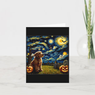 Skrämmande Halloween Goldendoodle Hund Stjärnklar Kort