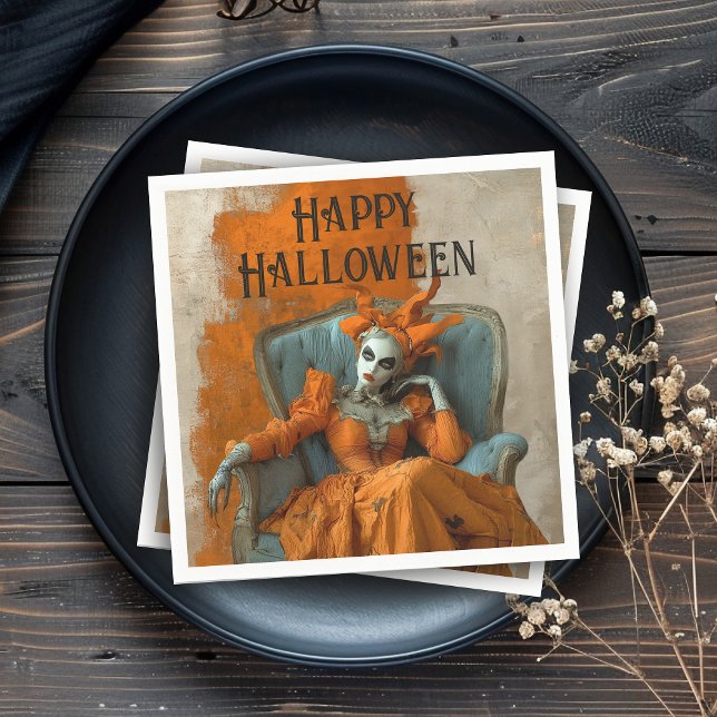 Skrämmande Halloween gotisk kvinna i orange Pappersservett (Skapare uppladdad)