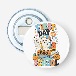 Skrämmande Halloween-grafisk design för skolstarte Flasköppnare