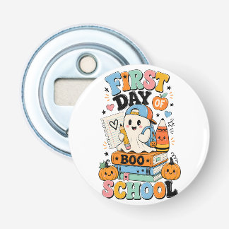 Skrämmande Halloween-grafisk design för skolstarte Flasköppnare