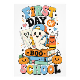 Skrämmande Halloween-grafisk design för skolstarte Fototryck