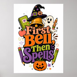 Skrämmande Halloween-grafisk design för skolstarte Poster