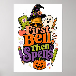 Skrämmande Halloween-grafisk design för skolstarte Poster