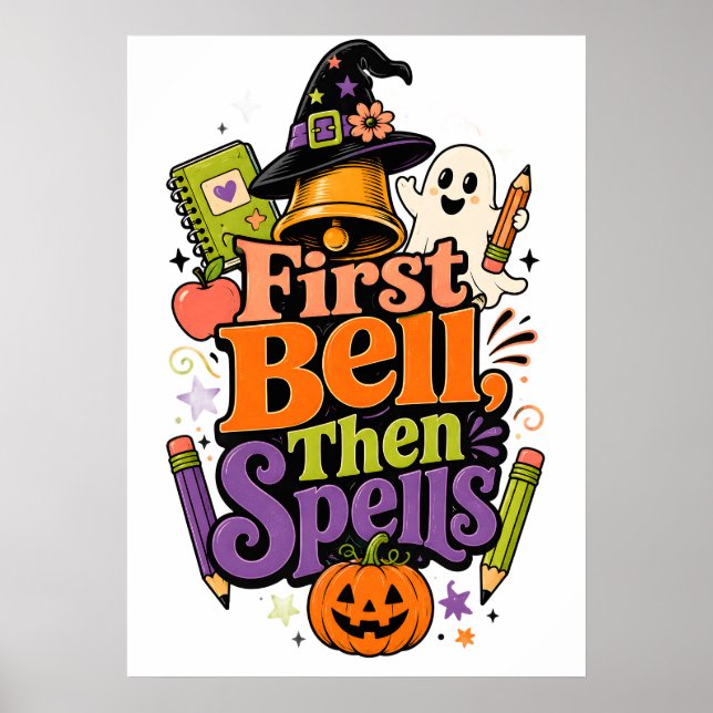 Skrämmande Halloween-grafisk design för skolstarte Poster (Framsidan)