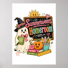Skrämmande Halloween-grafisk design för skolstarte Poster