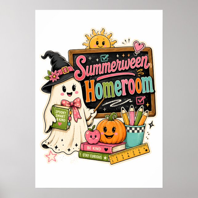 Skrämmande Halloween-grafisk design för skolstarte Poster (Framsidan)