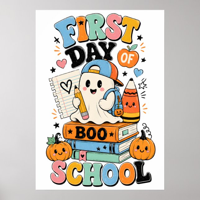 Skrämmande Halloween-grafisk design för skolstarte Poster (Framsidan)