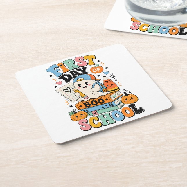 Skrämmande Halloween-grafisk design för skolstarte Underlägg Papper Kvadrat (Vinklad)