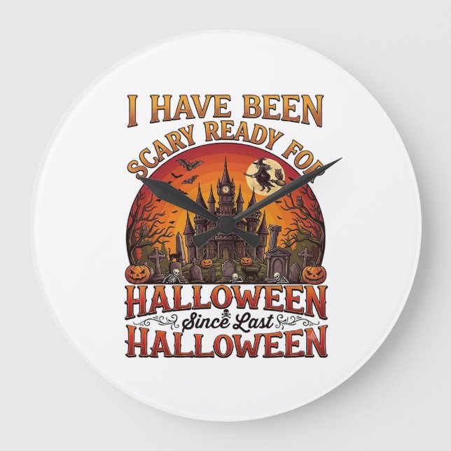 Skrämmande Halloween-halloween Spökande Slott Häxa Stor Klocka (Framsida)
