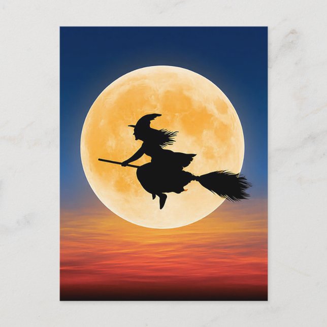 Skrämmande Halloween-hälsningskort för häxor Vykort (Framsida)