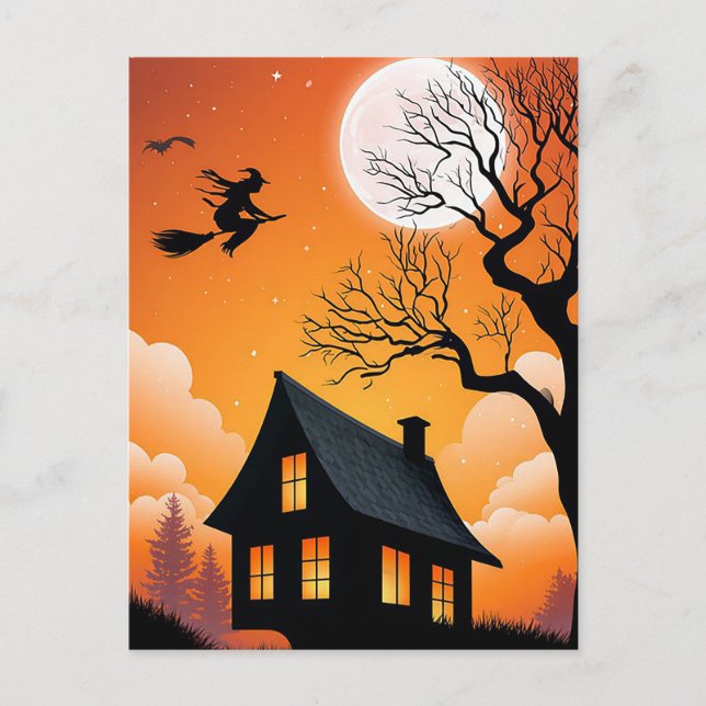 Skrämmande Halloween-hälsningskort Vykort (Framsida)