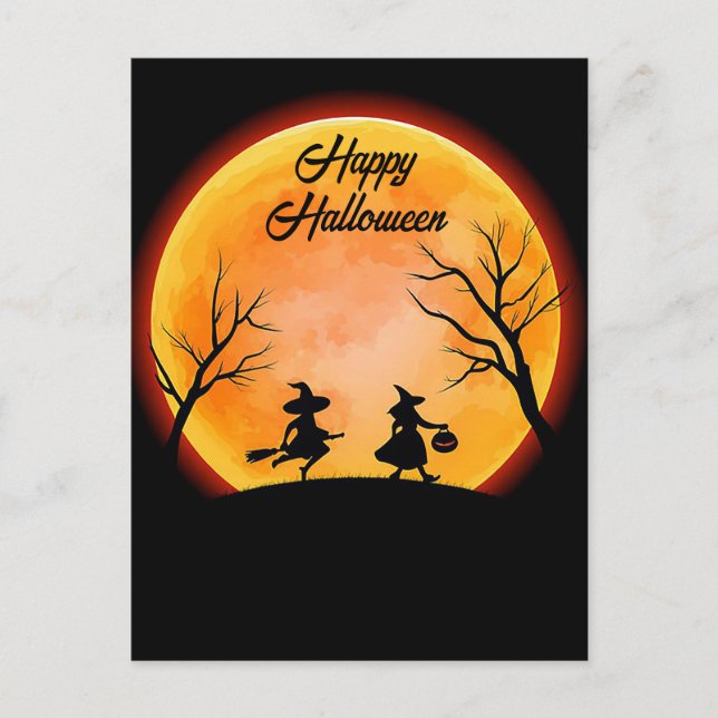 Skrämmande Halloween-hälsningskort Vykort (Framsida)