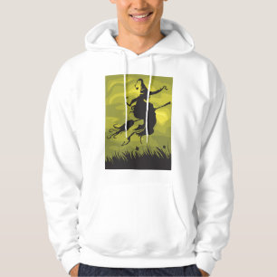 Skrämmande Halloween-häxa flygande på kvast Hoodie
