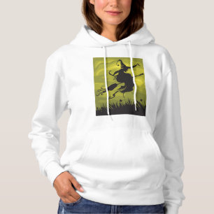 Skrämmande Halloween-häxa flygande på kvast T Shirt