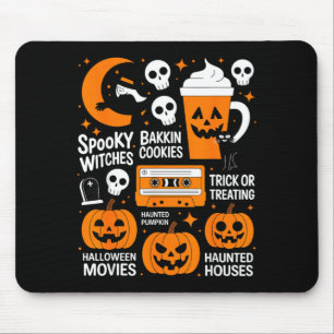 Skrämmande halloween häxa pumpa mörk katt retro musmatta