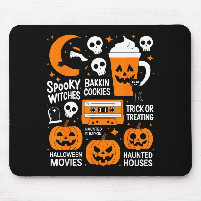 Skrämmande halloween häxa pumpa mörk katt retro musmatta (Framsidan)